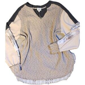 BKE Buckle Thermal Knit Top Oversized Small M L Boho Aztec Patchwork Pullover